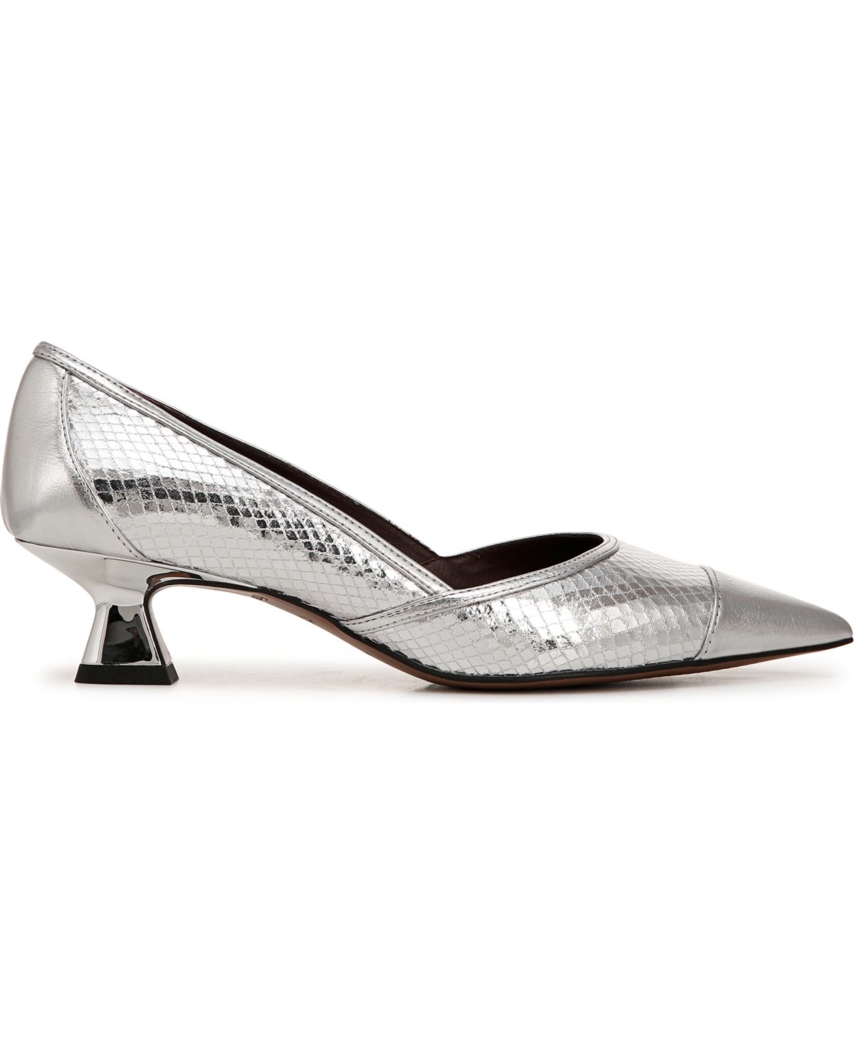 Franco Sarto Women's Darcy Pointed Toe Kitten Heel Pumps In Silver Snake Faux Leather