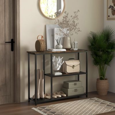 39" Console Table, Sofa Table with 2 Storage Shelves,