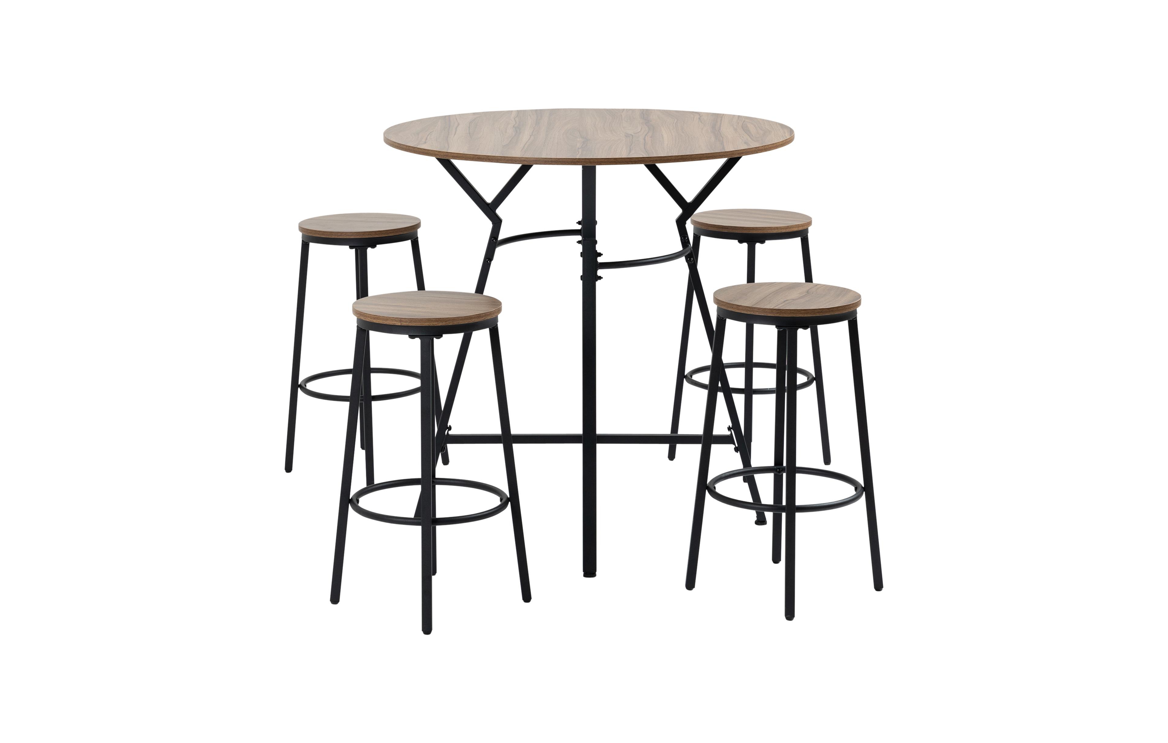 Homcom 5-Piece Bar Table and Chairs Set, Space Saving Dining Table with 4 Stools