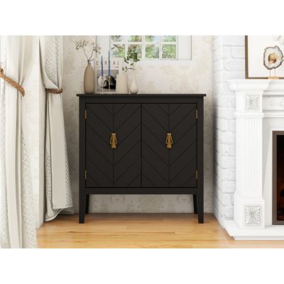 Streamdale Vintage Black Wood 2-Door Cabinets