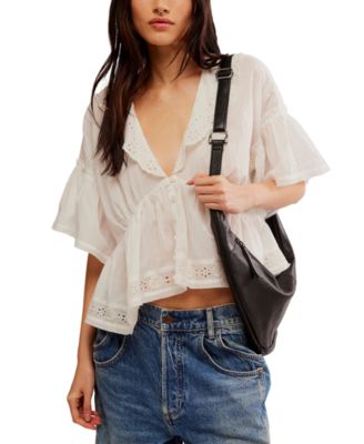 Free People - Women's Elle Eyelet-Trim Blouse