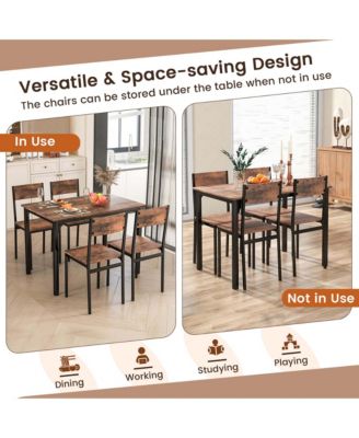 5 Piece Dining Table Set Industrial Style Kitchen Table & Chairs for 4
