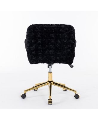 Adjustable Swivel Office Chair with Golden Metal Base