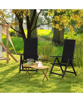4 PCS Patio Folding Chair Outdoor Chairs with Padded Seat, Adjustable Backrest