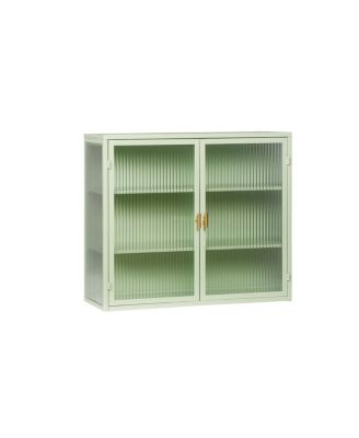 Modern Mint Green Two-Door Wall Cabinet with Three-Tier Storage