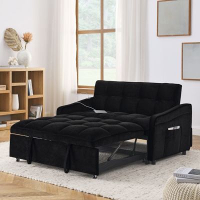 Streamdale Loveseat with Pull-out Bed, Adjustable Back & Pocket Arms