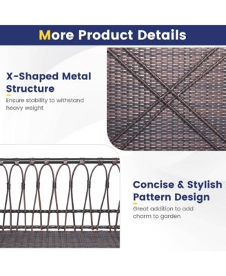 Porch Swing Chair Rattan Woven Hanging Bench Seat with Cushions Hooks Balcony Navy