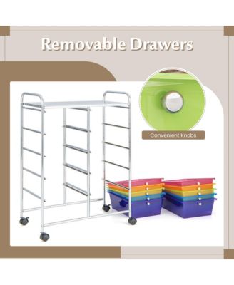 10-Drawer Storage Cart Utility Rolling Trolley Kitchen Organizer