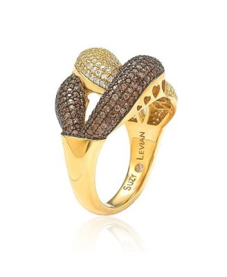 Suzy Levian Sterling Silver Cubic Zirconia Interlocked Puff Ring