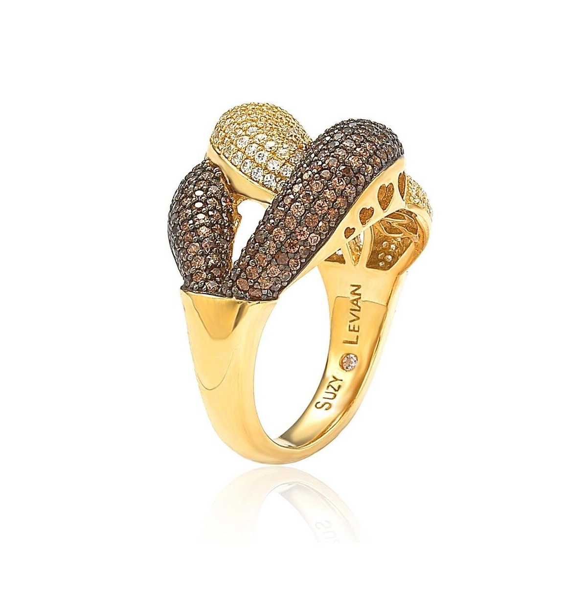 Suzy Levian New York Suzy Levian Sterling Silver Cubic Zirconia Interlocked Puff Ring