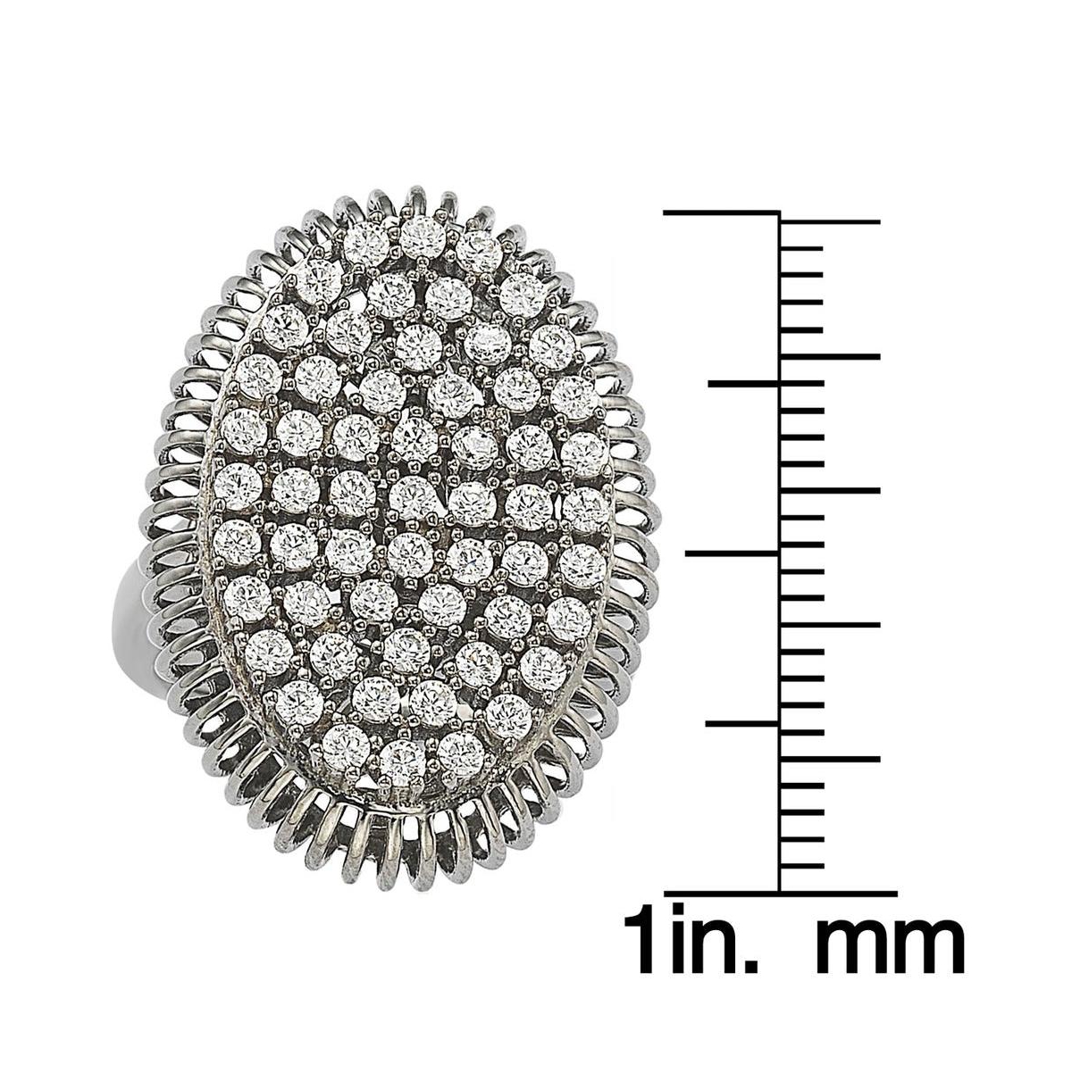 Suzy Levian Sterling Silver Cubic Zirconia Pave Oval Elevated Statement Ring