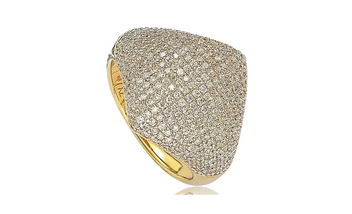 Suzy Levian Sterling Silver Cubic Zirconia Modern Pave Ring - Gold