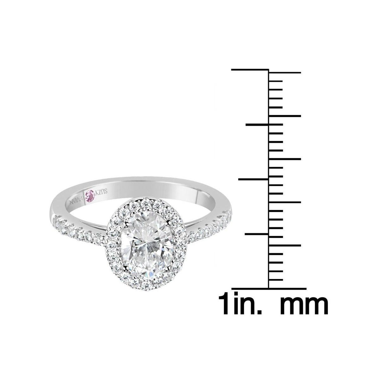 Suzy Levian New York Suzy Levian Sterling Silver Cubic Zirconia Oval Cut Halo Engagement Ring