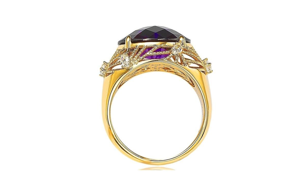 Suzy Levian New York Suzy Levian Sterling Silver Cubic Zirconia Checkered-cut Oval Webbed Ring