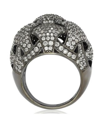 Suzy Levian Sterling Silver Cubic Zirconia Weaving Dome Ring