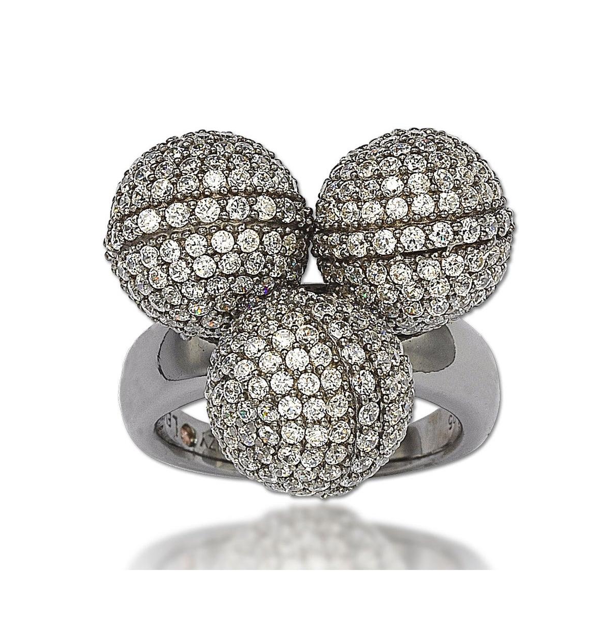 Suzy Levian New York Suzy Levian Sterling Silver Cubic Zirconia Three Disco Ball Ring