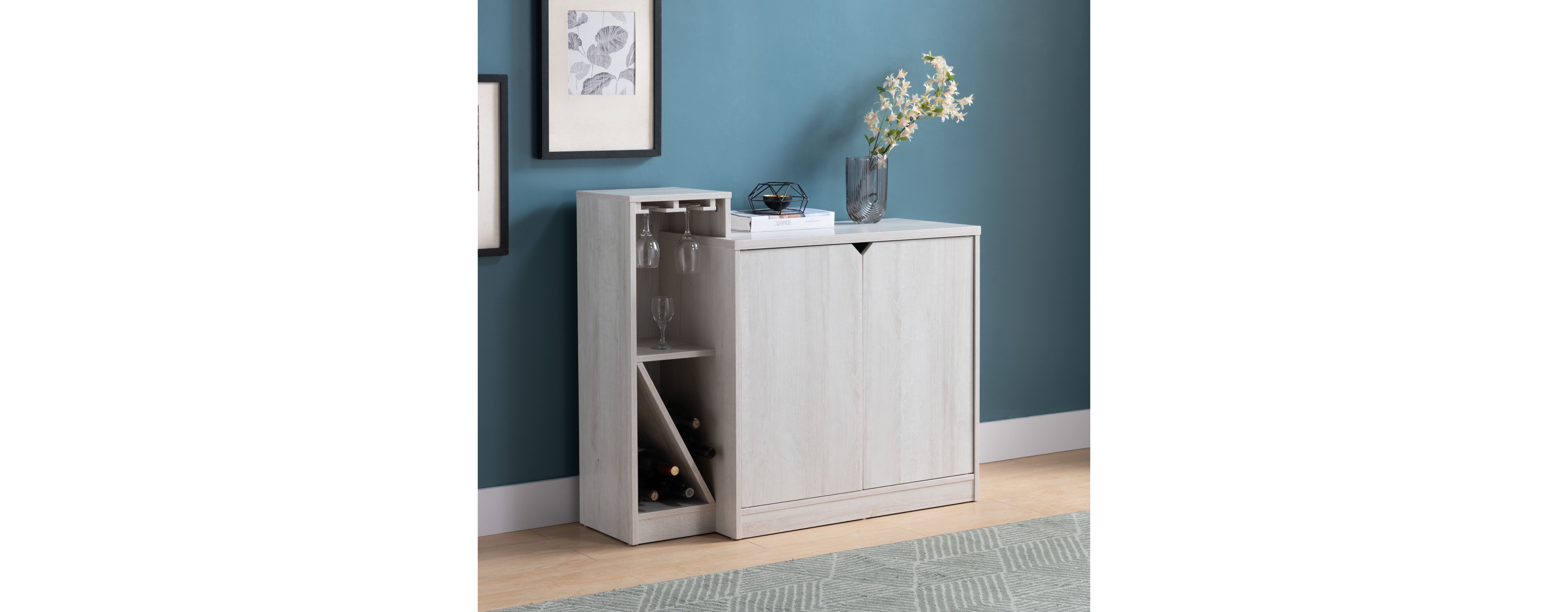 Streamdale Furniture Wine Cabinet White Oak
