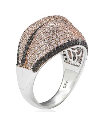 Suzy Levian Sterling Silver Cubic Zirconia Pave Pink & Black Ring