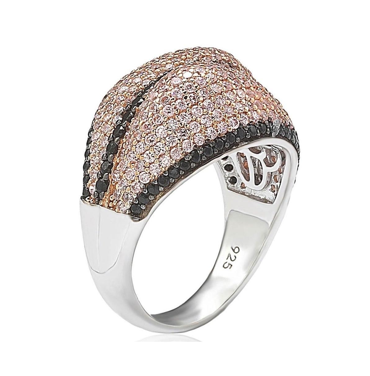 Suzy Levian New York Sterling Silver Cubic Zirconia Pave Pink & Black Ring
