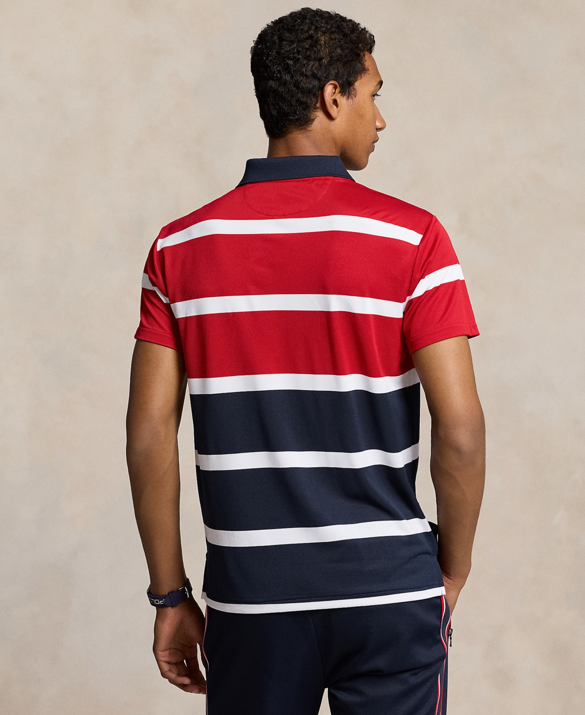 Polo Ralph Lauren Men's Team Usa Custom Slim-Fit Stretch Striped Mesh Polo Shirt