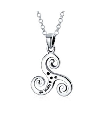 Spiritual Celtic Spiral Triquetra Trinity Knot Pendant Necklace For Women s Oxidized Sterling Silver