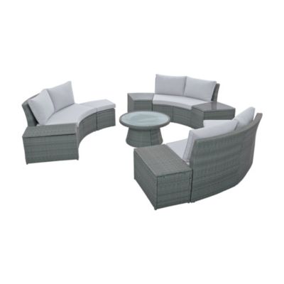 Streamdale Half-Moon Rattan Patio Sofa Set