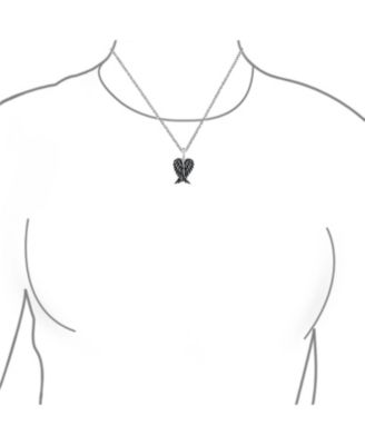 Amulet Feathered Heart Guardian Angel Wing Pendant Necklace Sterling Silver Small