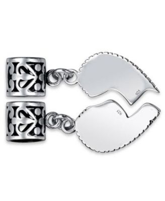BFF SIS Little SIS Heart Charm Bead Sterling Silver for European Bracelet
