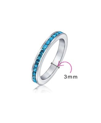 Cubic Zirconia Thin Stackable CZ Channel Set Eternity Band Ring .925 Sterling Silver 3MM