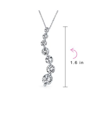 Classic Cubic Zirconia Solitaire CZ Pendant Necklace Sterling Silver