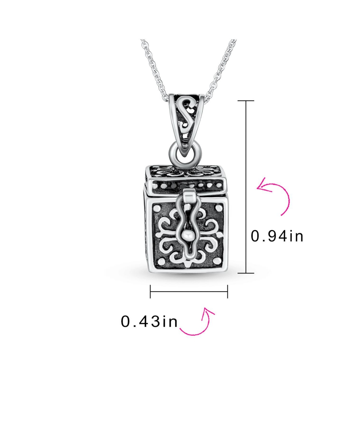 Bling Jewelry Religious Christian Floral Ichthys Jesus Poison Locket Box Locket Memorial Momenta Holder Necklace Pendant For Women OxidizedSterling Si
