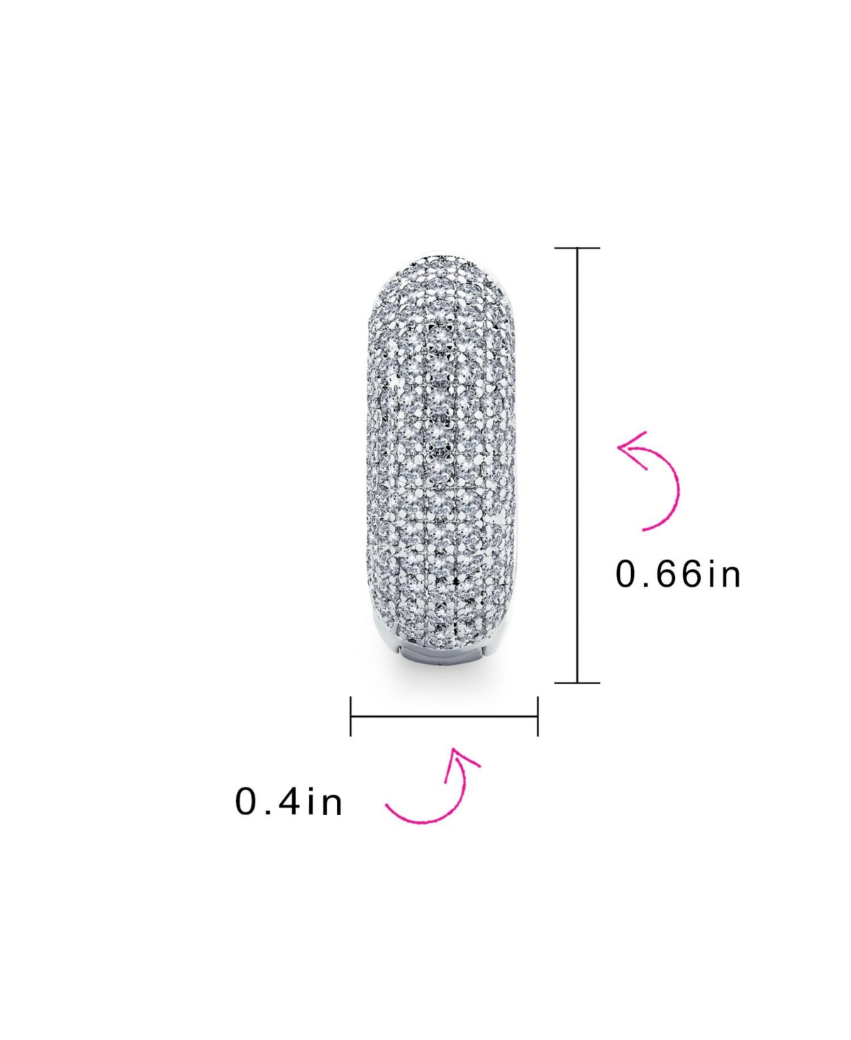 Bling Jewelry Holiday Dome Cubic Zirconia Pave Cz Huggie Hoop Earrings For Women Prom Formal Party Hinge Style Diameter