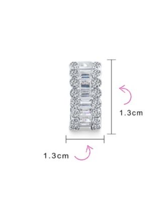 CZ Emerald Cut Bezel Set Milgrain Edge Cubic Zirconia Mini Hoop Huggie Earrings Gold Plated 0.5 Inch Diameter