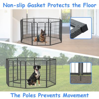 Heavy Duty Outdoor Dog Pen for Large Dogs - 8 Panel Metal Kennel