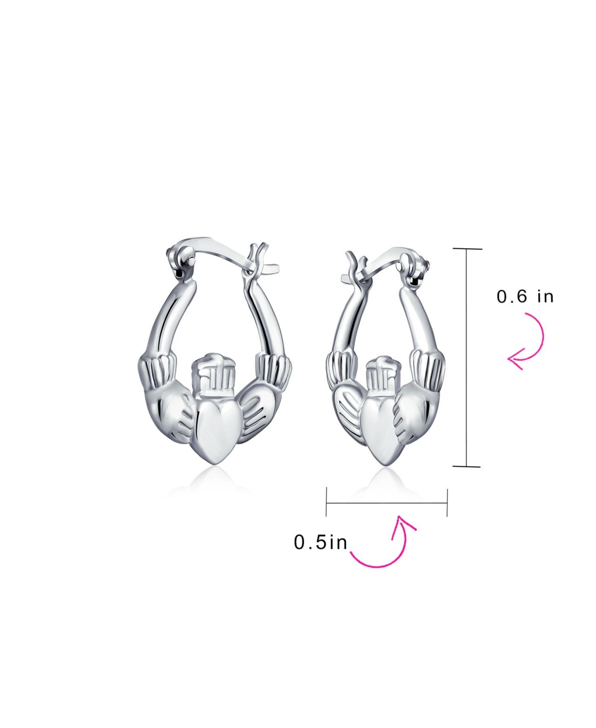 Bling Jewelry Bff Love Lightweight Heart Celtic Irish Friendship Claddagh Hoop Earrings For Women For Sterling Silver .5 Diameter