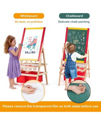 Flip-Over Double-Sided Kids Art Easel Paper Roll Storage Bins