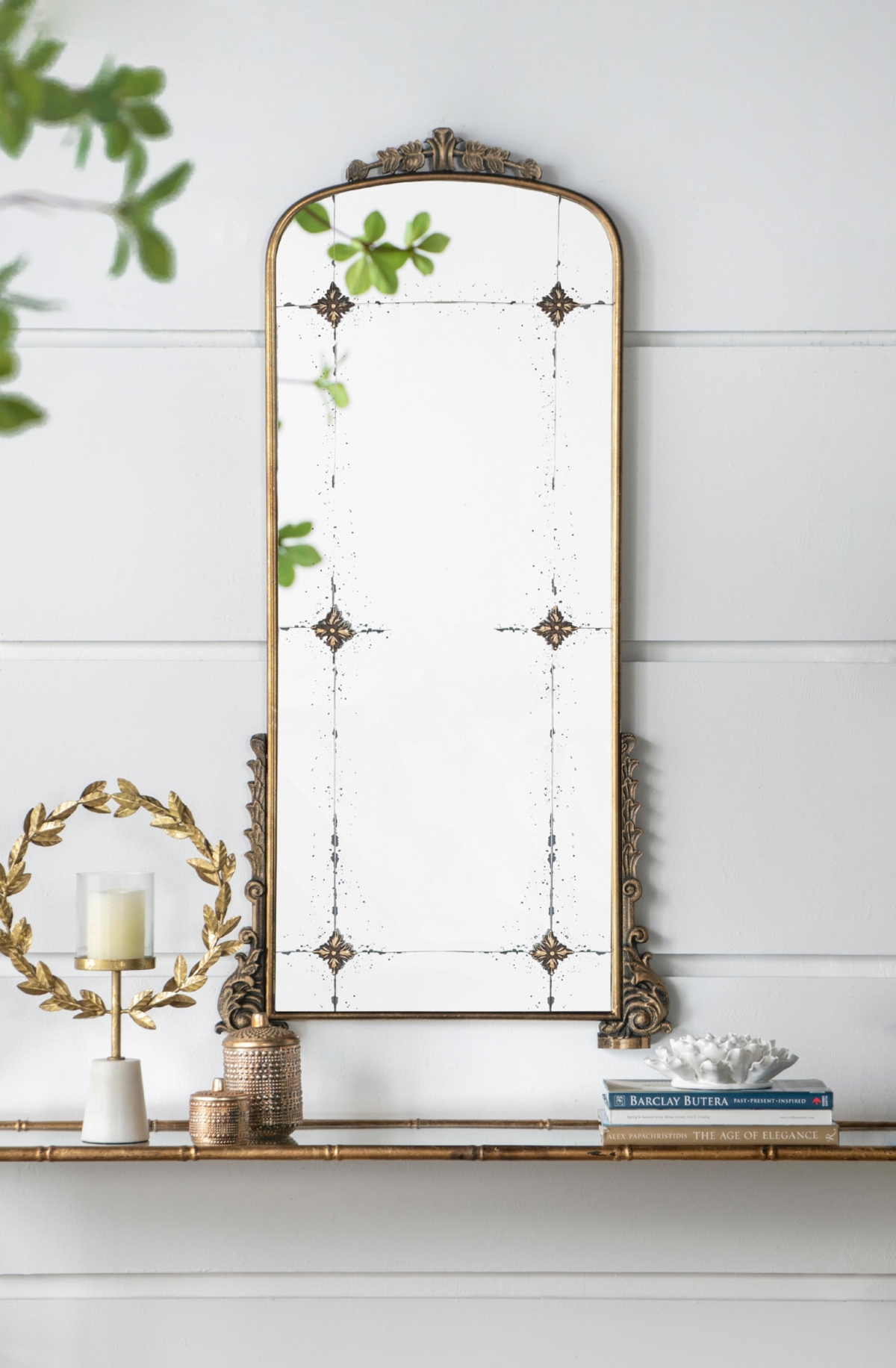 Streamdale Furniture AntiqueArched Mirror, Length for Living Room - Gold