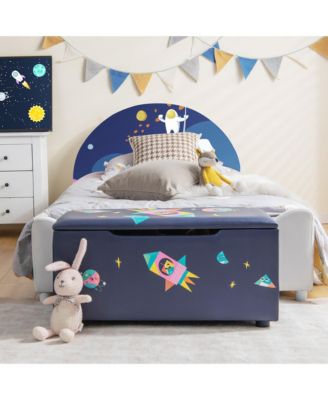 Kids Upholstered Storage Ottoman Bench Versatile Toy Chest Footrest Stool