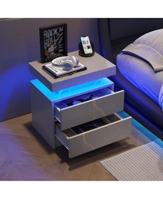1 PC LED Nightstand with Drawers Nightstands