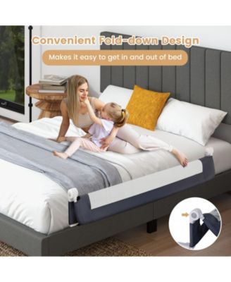 Kids Bed Rail Guard with Adjustable Strap and Fold-Down Design for Easy Access