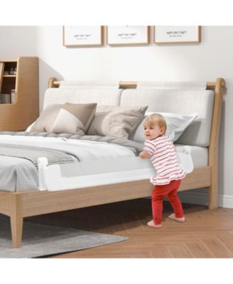 Kids Bed Rail Guard with Adjustable Strap and Fold-Down Design for Easy Access