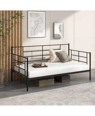 Twin Size Metal Daybed Sofa Bed Frame with Armrests and Backrest