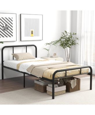 Modern Metal Platform Bed with Headboard and Footboard