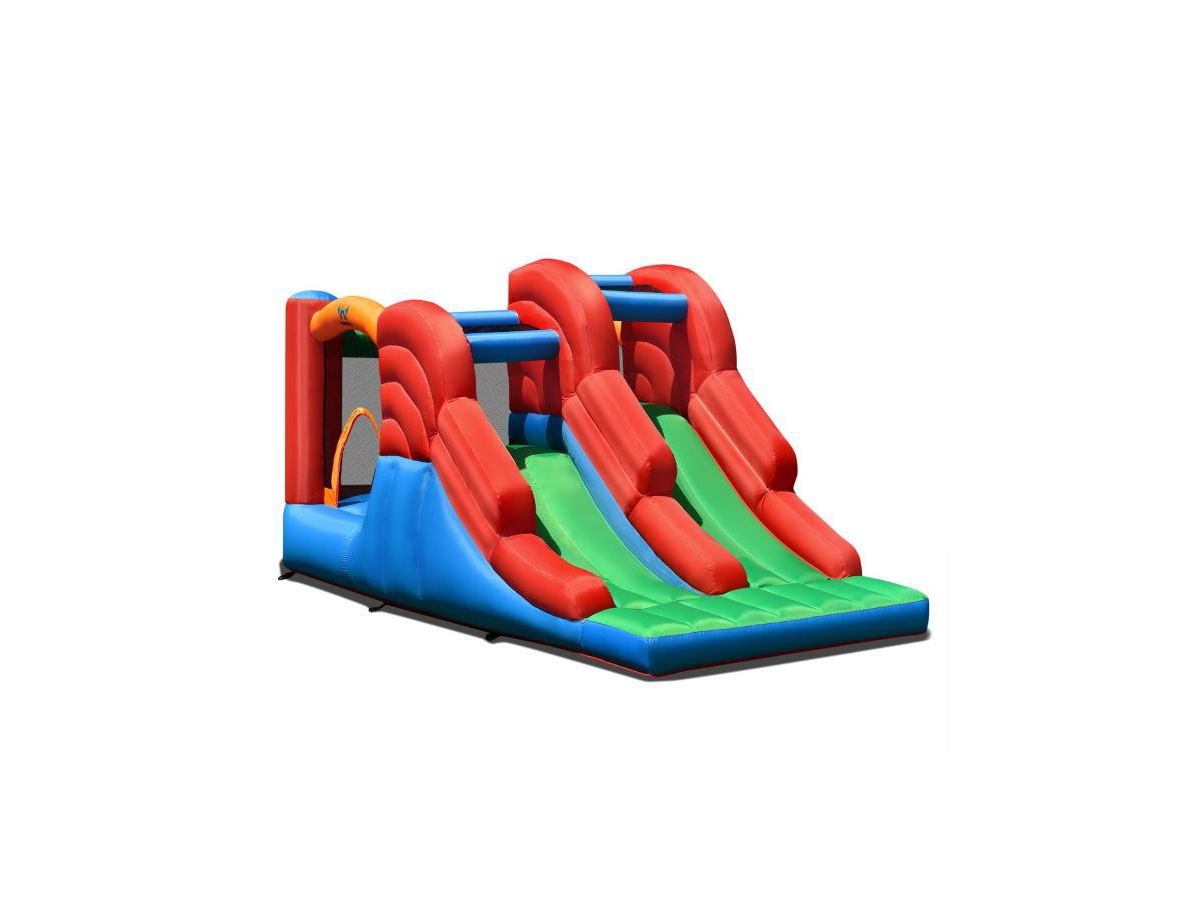 3-in-1 Dual Slides Jumping Castle Bouncer without Blower - Blue