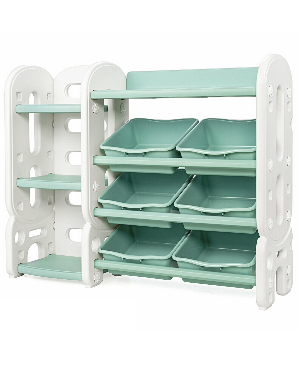 Slickblue Kids Toy Storage Organizer with Bins and Multi-Layer Shelf for Bedroom Playroom