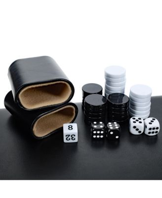 Black Leatherette Backgammon Set, 14.75 x 9.75 in. closed