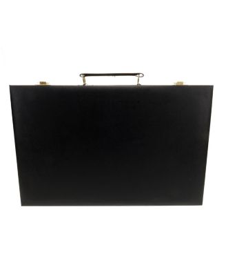 Black Leatherette Backgammon Set, 14.75 x 9.75 in. closed