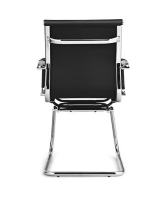 Set of 2 PU Leather Sled Metal Base Armless Reception Guest Chairs