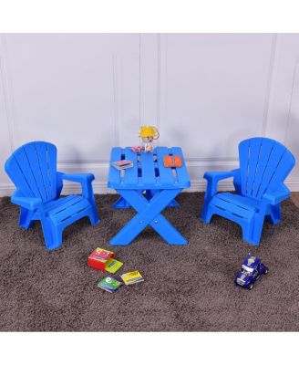Plastic Children Kids Table & Chair Set 3-Piece Play Furniture In/Outdoor