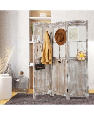 6FT Retro 3-Panel Room Divider Folding Privacy Screen Freestanding Wall Divider